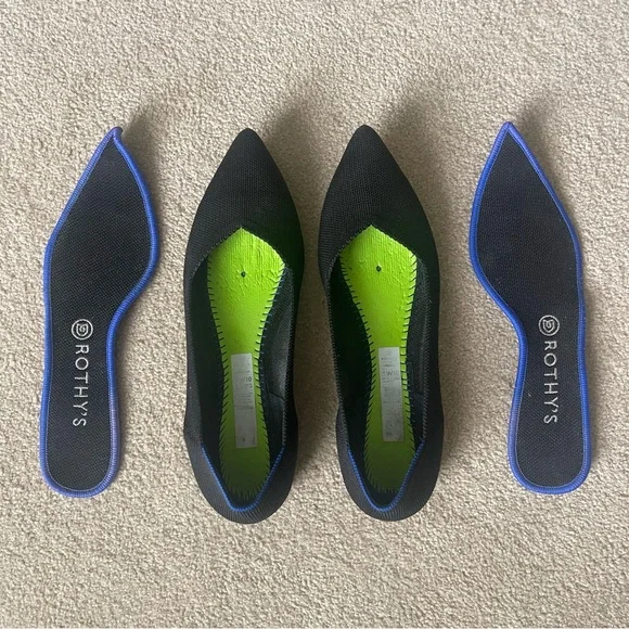 Rothy’s Black Pointed Toe Flats Slip On Shoes Size 10 (Fits like 9.5) - Picture 6 of 8